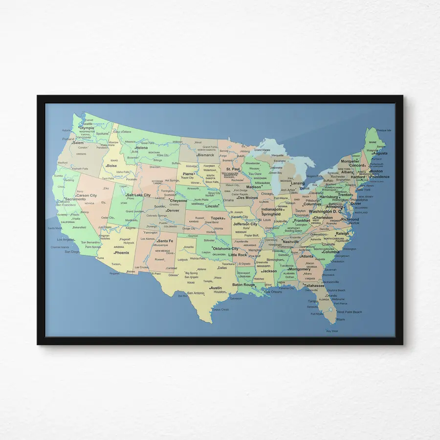 Fototapetes Parādīta Amerikas Savienoto Valstu karte f09911