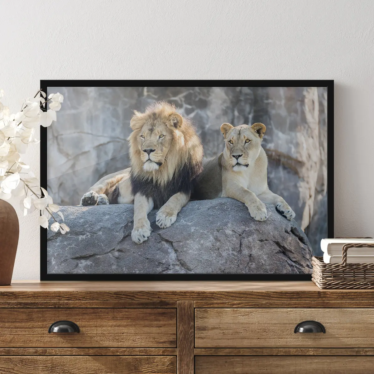 Plakāts Majestātiskie lauvas mierīgi atpūšas kopā f15278