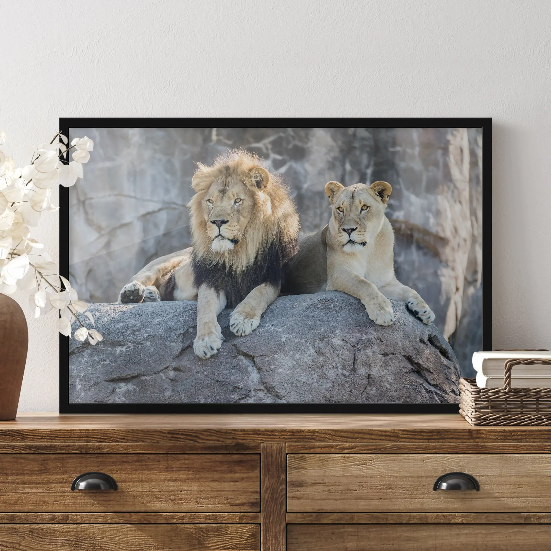 Glezna Majestātiskie lauvas mierīgi atpūšas kopā f15278