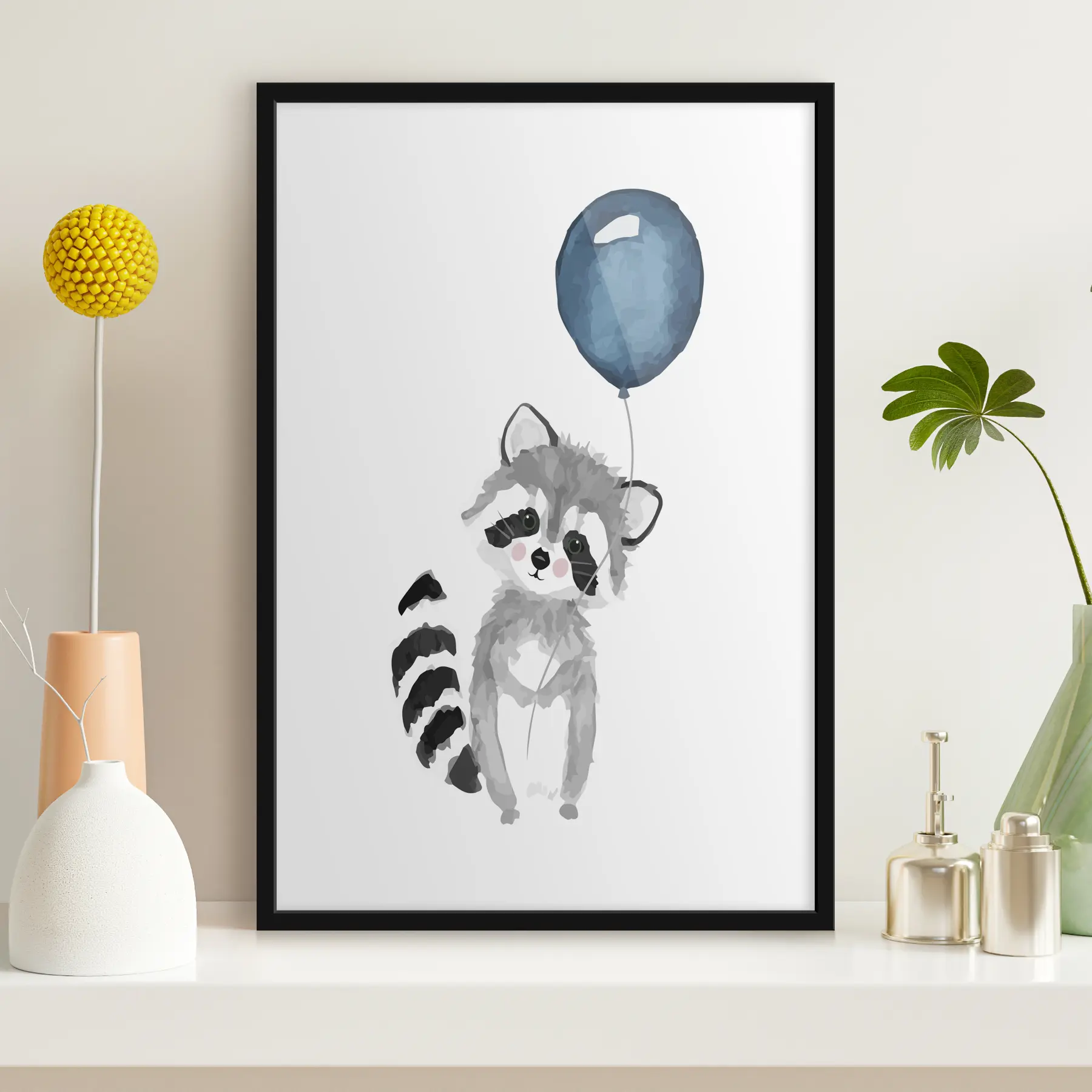 Fototapetes Raccoon ar rotaļīgu balonu f33717