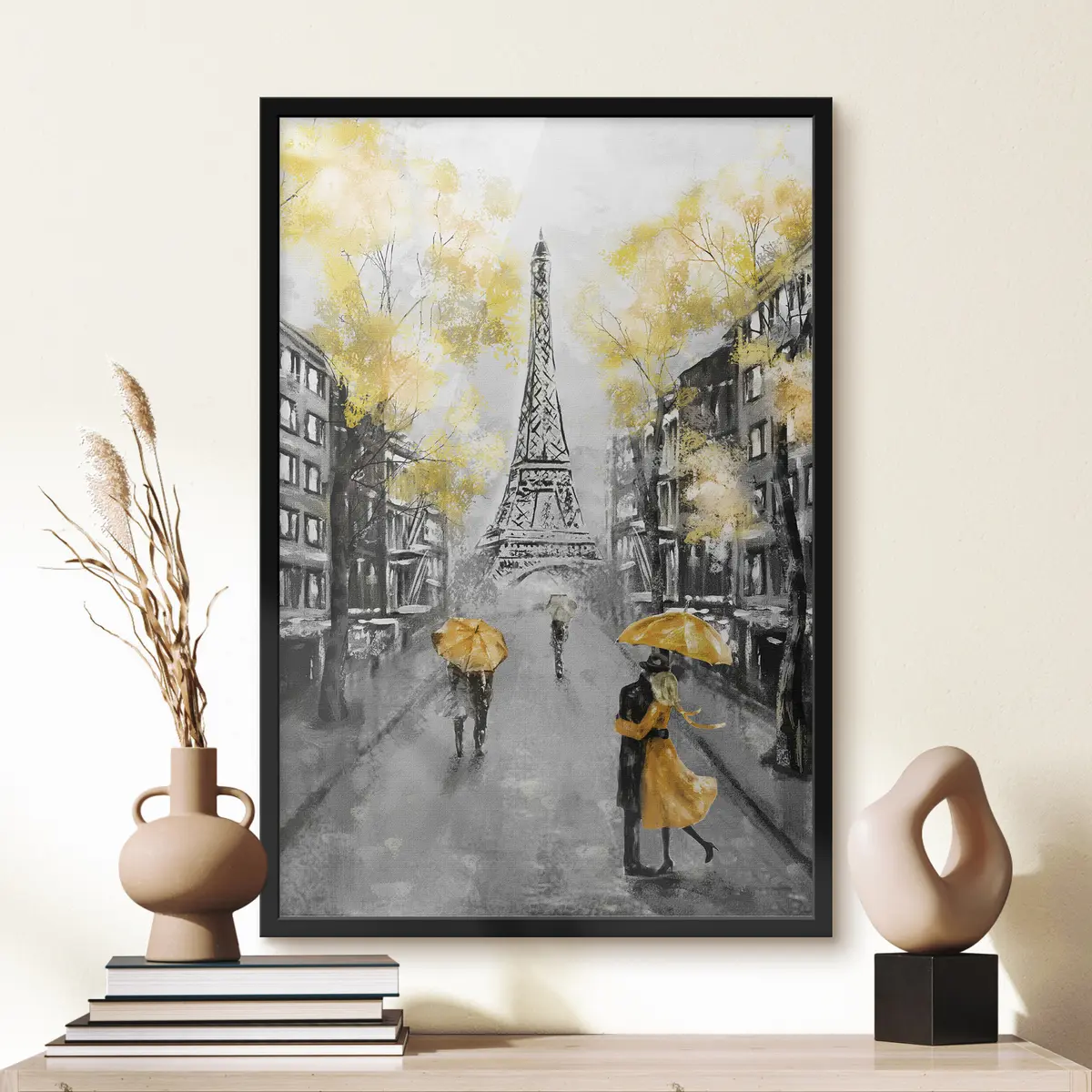 Plakāts Romantiska apskāviena lietainā debesīs f34592