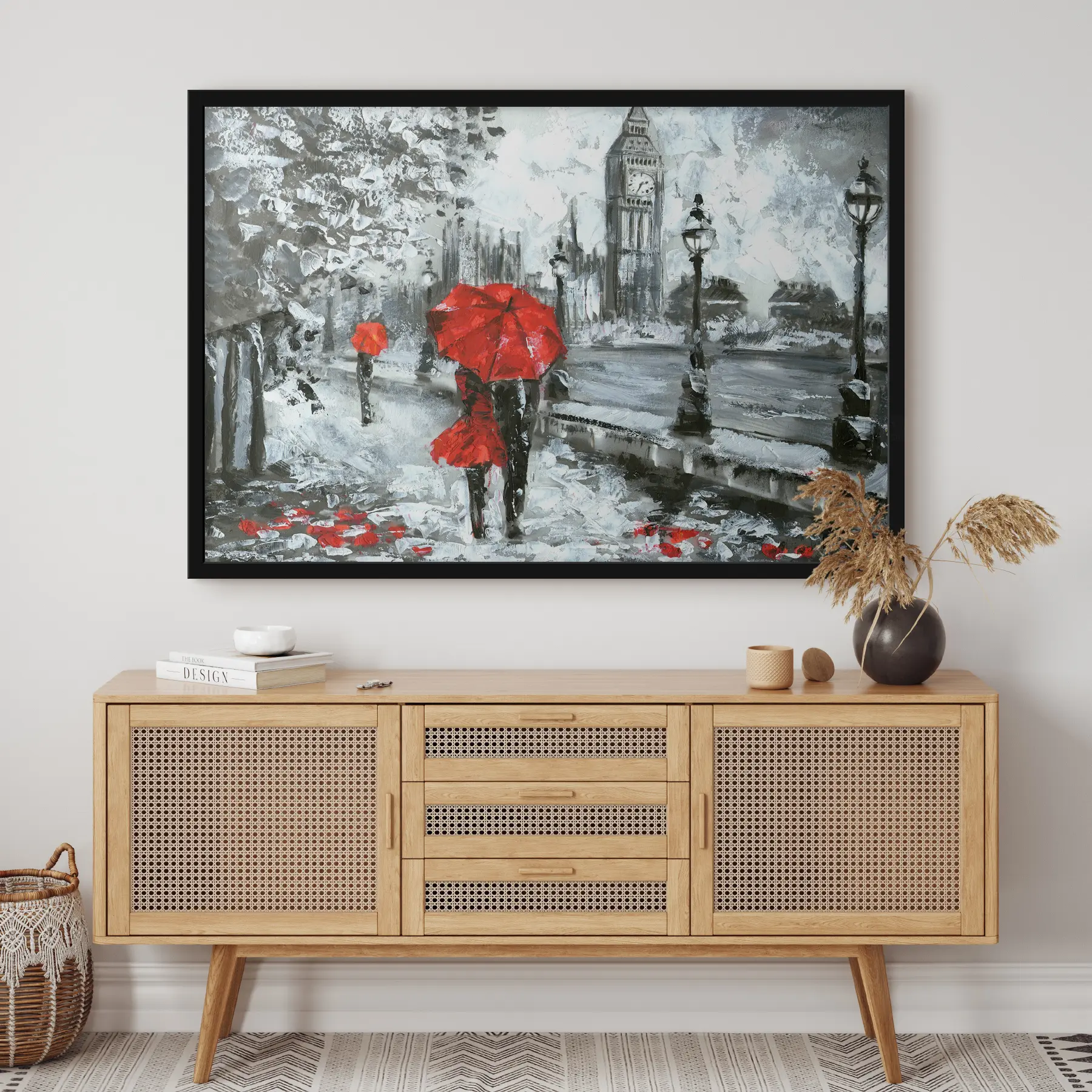 Fototapetes Pāris zem sarkanām lietussargiem Londonā f34614