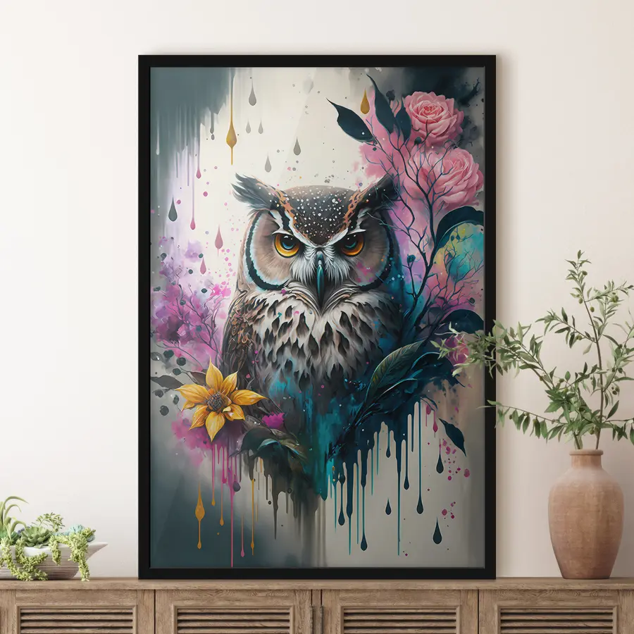 Fototapetes Pūce, ko ieskauj krāšņi ziedi f35348