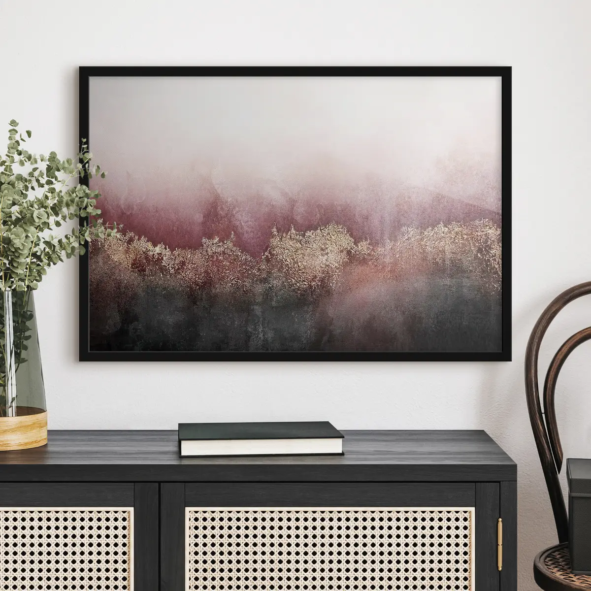 Plakāts Abstrakcija bordo un melnās krāsās f35844