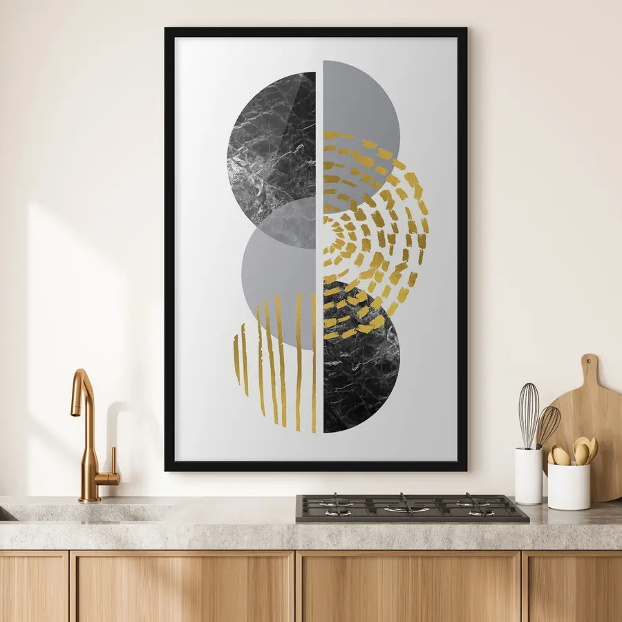 Fototapetes Abstrakts sienas grafika baltā, pelēkā un melnā krāsā f35942