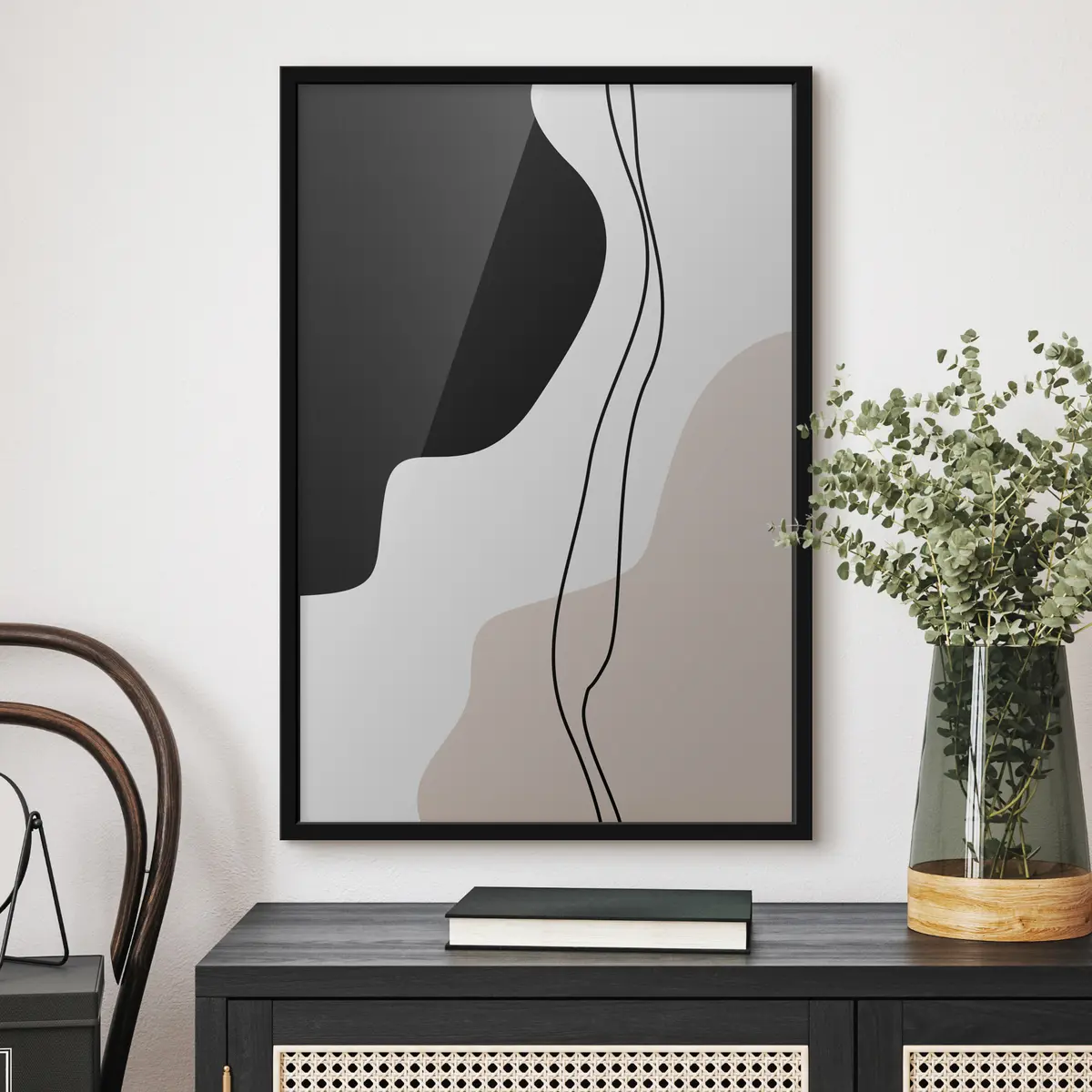 Plakāts Abstraktas formas nomierinošos toņos f36156