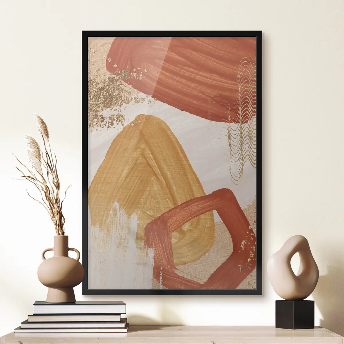 Plakāts Spilgta abstrakta kompozīcija siltos toņos f36147
