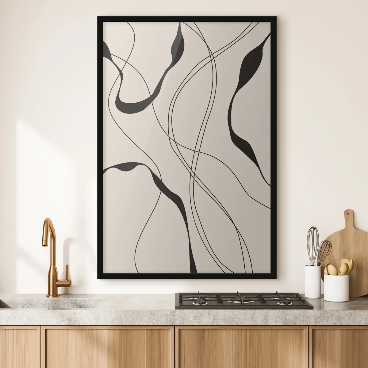 Plakāts Plūstošas līnijas uz maiga fona f36043