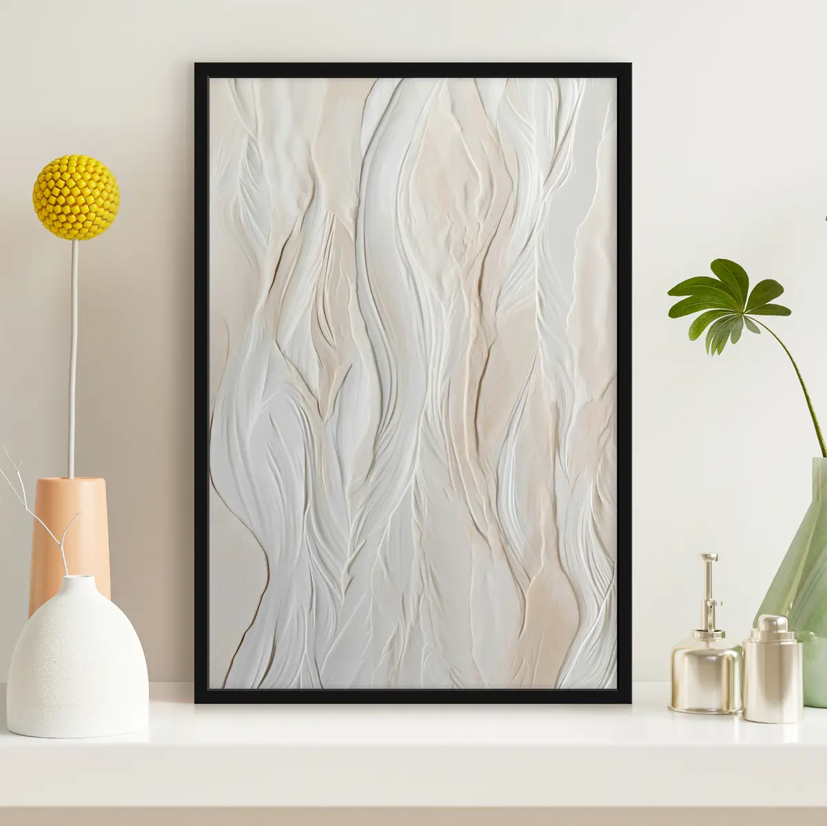 Plakāts Teksturēti viļņi maigās, neitrālās toņos f36027