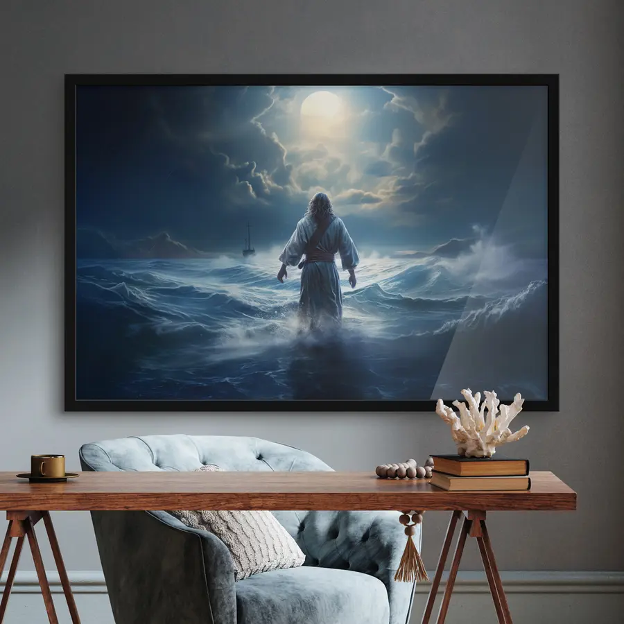 Fototapetes Nakts pastaiga uz nemierīgiem ūdeņiem f35357