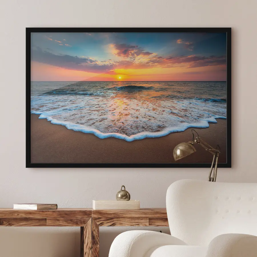 Fototapetes Saulriets, kas atspoguļojas maigās viļņos f35166