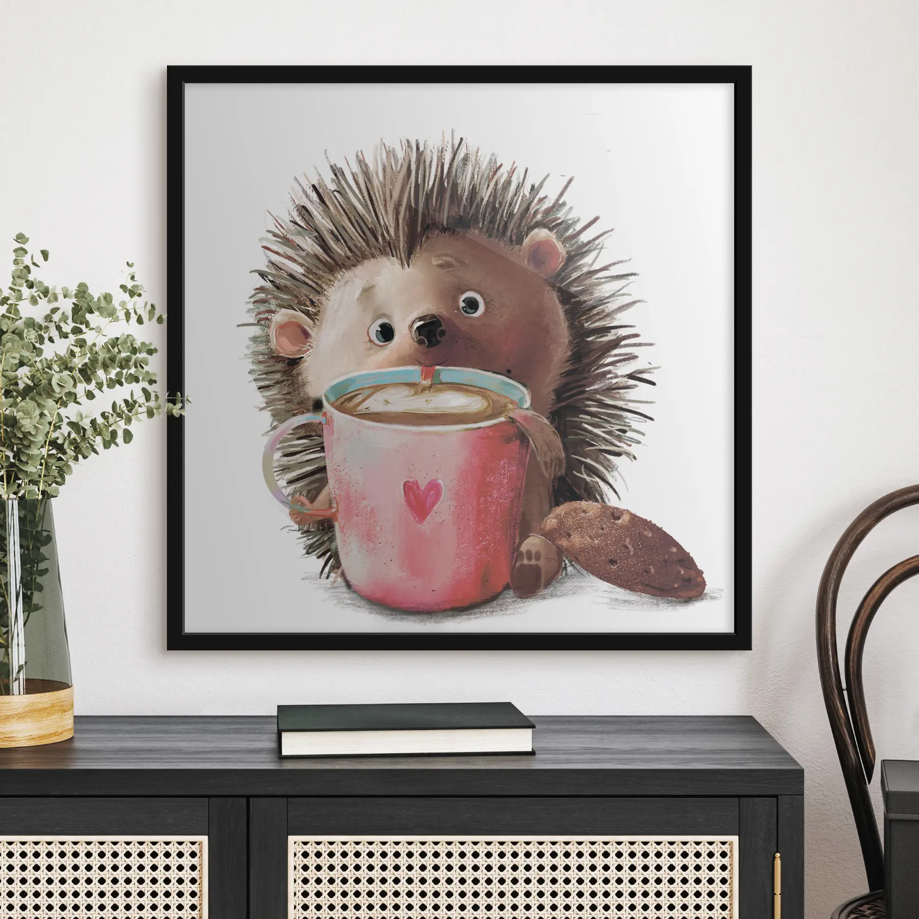 Glezna Ežs un kafijas tasīte f35039