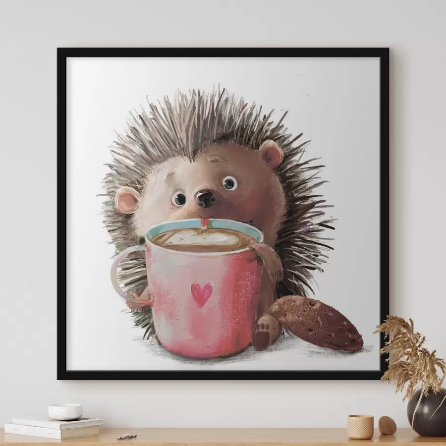 Fototapetes Ežs un kafijas tasīte f35039