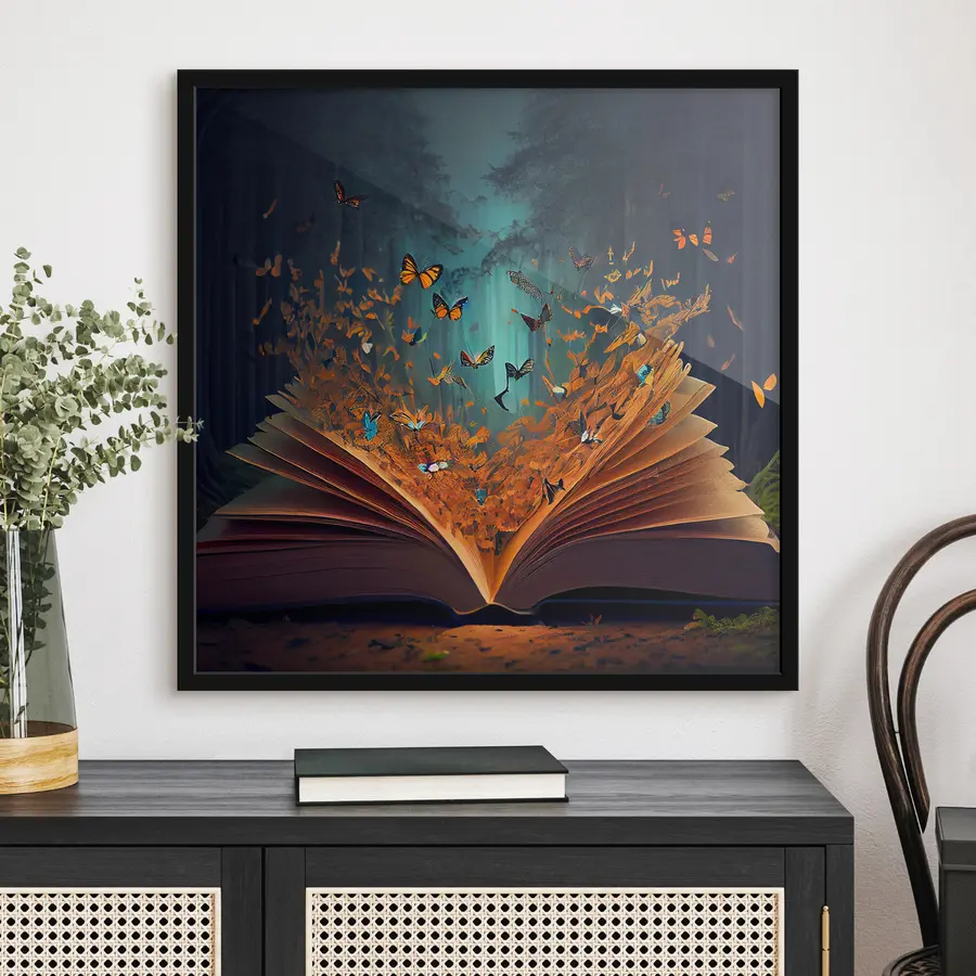 Fototapetes Pasaku grāmata ar tauriņiem mežā f33915