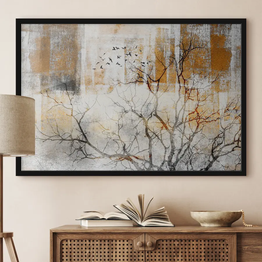 Fototapetes Mierīga ainava ar lidojošiem putniem f33076