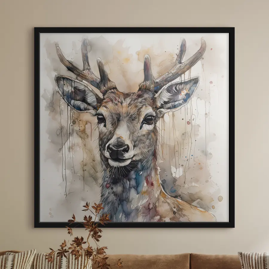 Glezna Briedis akvareļu stilā f32300