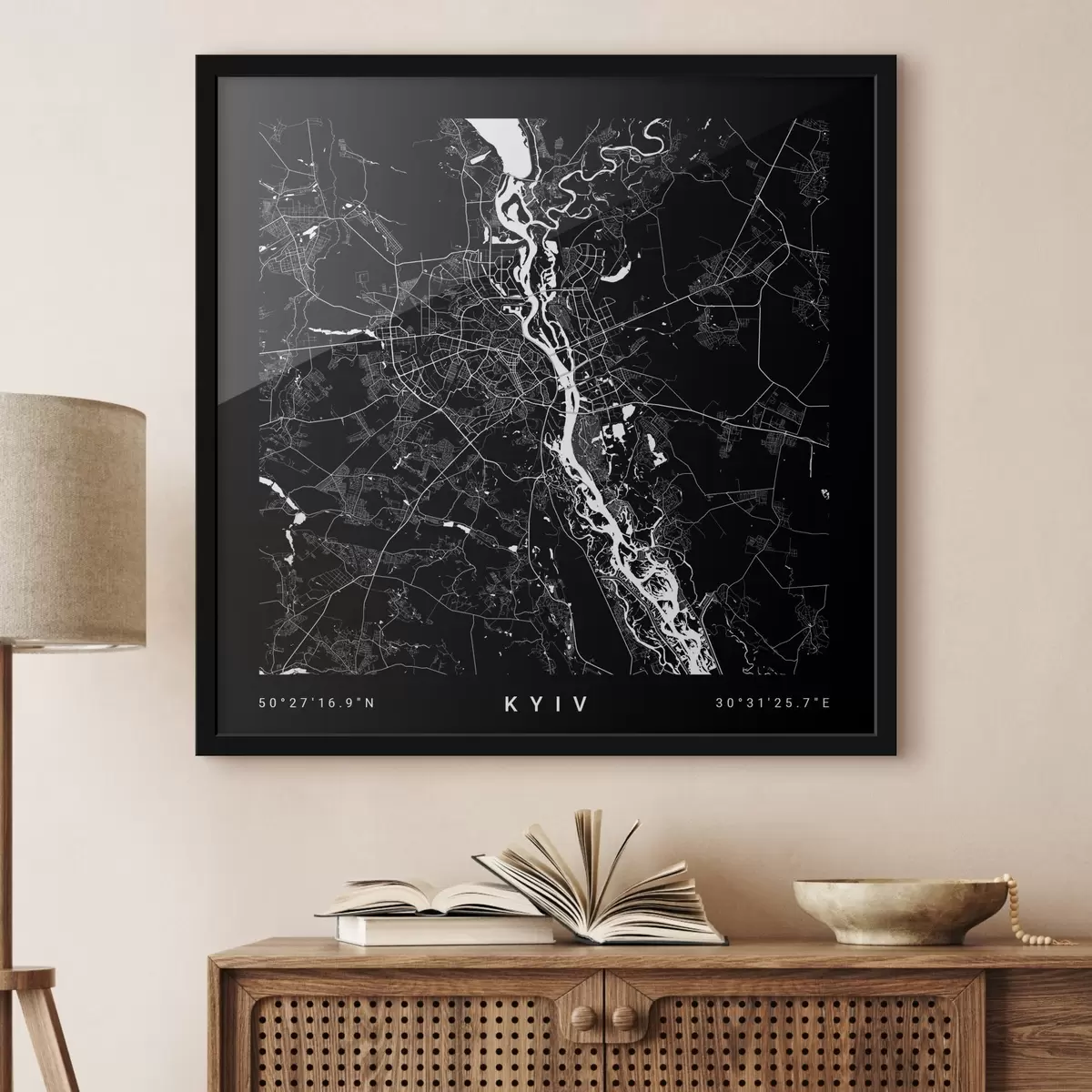Plakāts Kijevas pilsētas minimālisma karte Ukrainā f31428