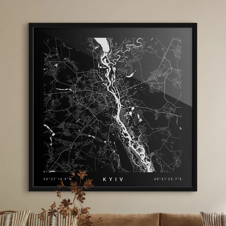 Fototapetes Kijevas pilsētas minimālisma karte Ukrainā f31428