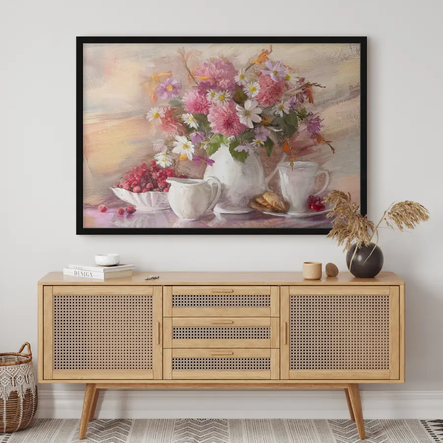 Fototapetes Izklaidējoši ziedi un saldie našķi f15070