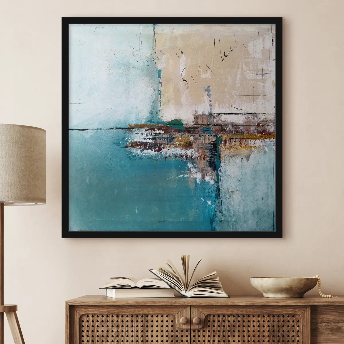 Plakāts Abstrakts blūzs satiekas ar teksturētām slāņiem f01169