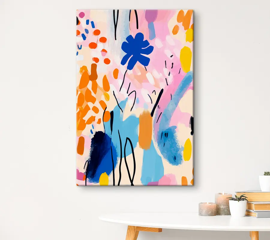 Glezna Spilgtas krāsas un abstraktas formas saduras s36596