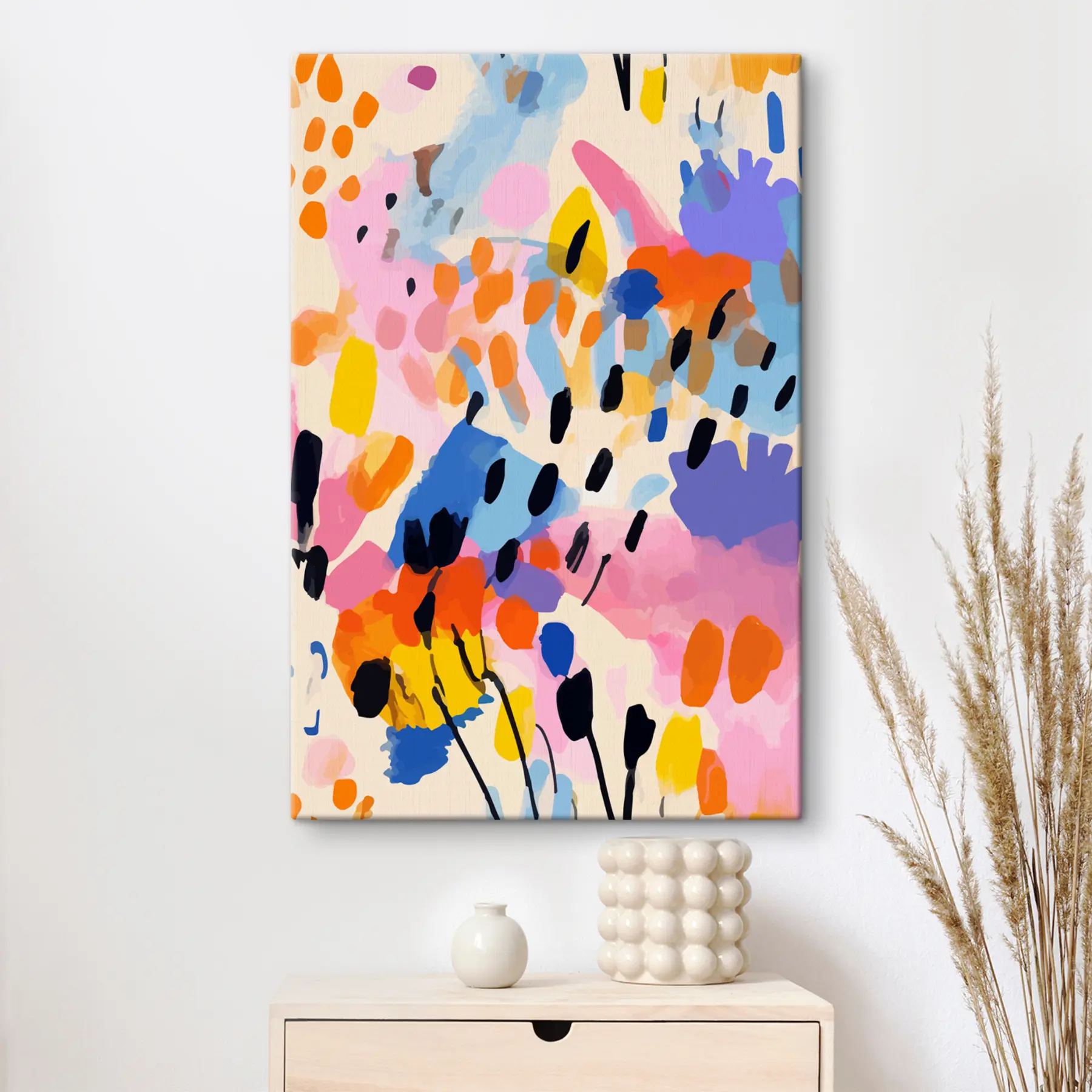 Glezna Spilgtas krāsas rotaļīgā abstrakcijā s36597