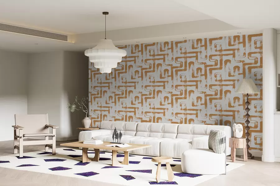 Fototapetes Līnijas maģija: oranžā krāsā u99091v2