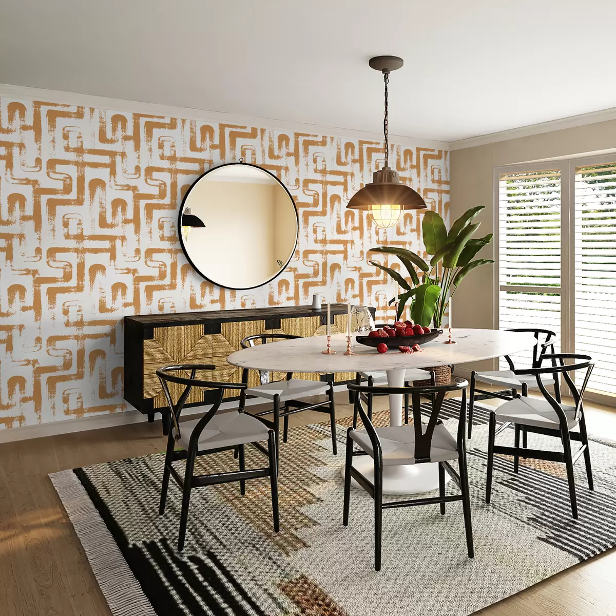 Fototapetes Līnijas maģija: oranžā krāsā u99091v2