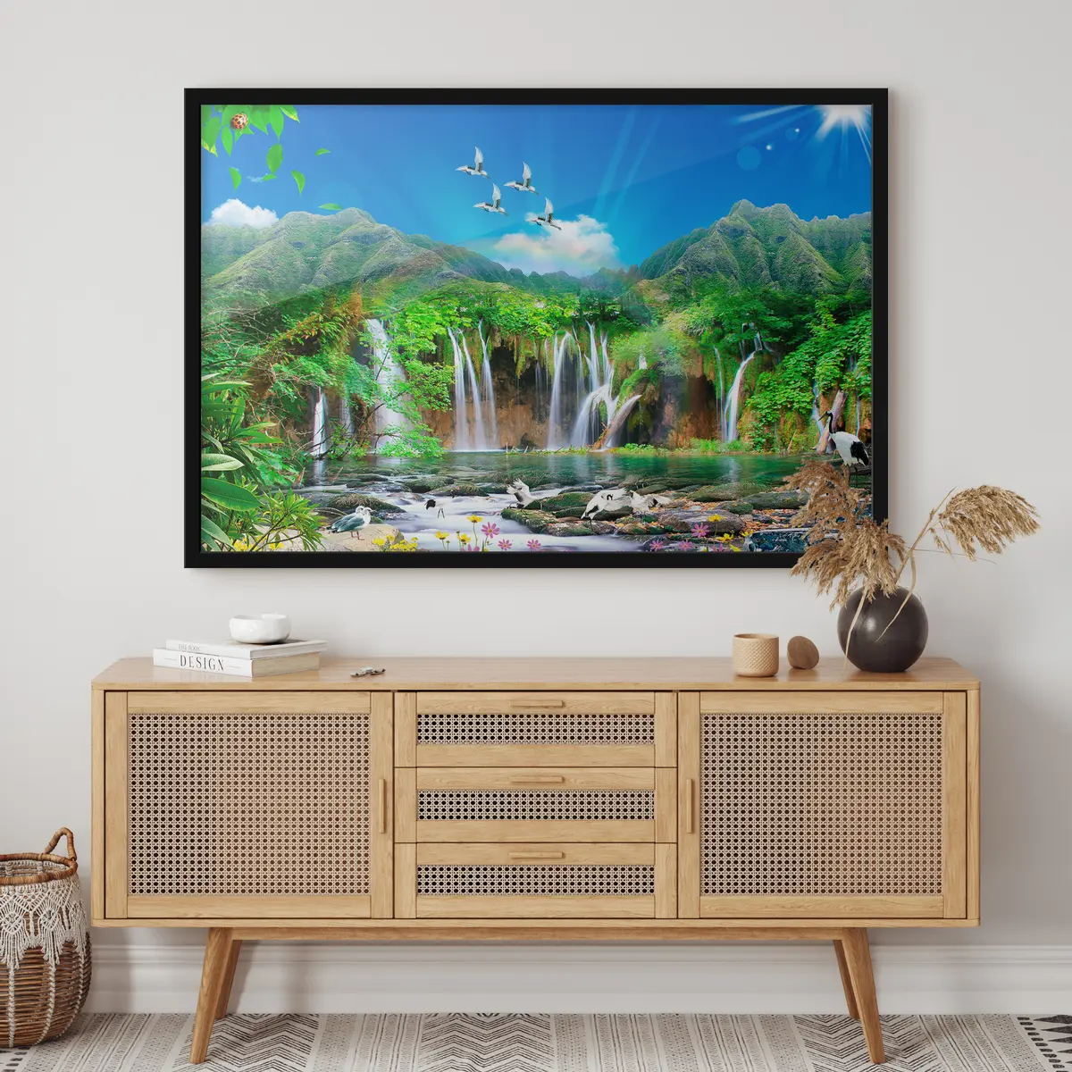 Plakāts Mierīgs pavasara ainava ar mierīgu dzīvnieku pasauli f03428