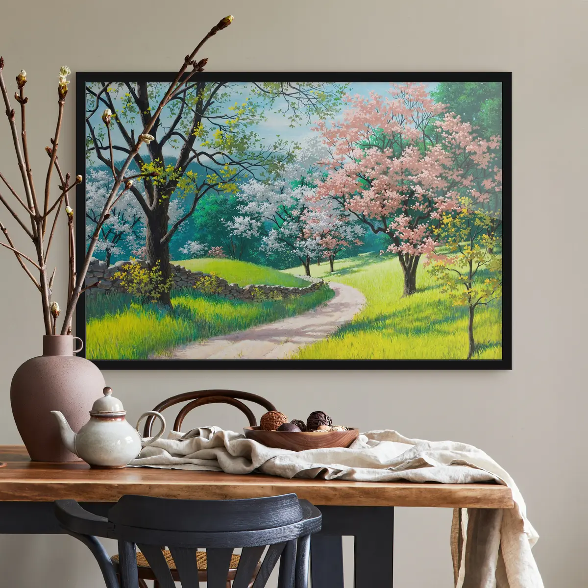 Plakāts Ziedoši koki gar līkumotu taku f15350