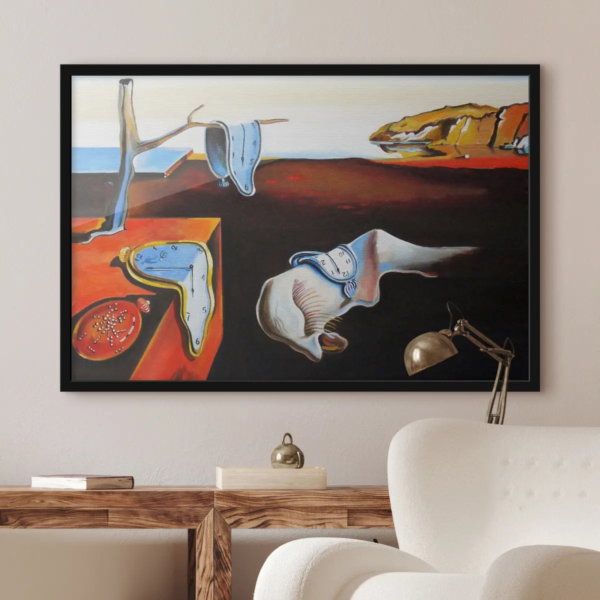 Plakāts Sirreāla ainava ar kūstošiem laika gabaliņiem f16070