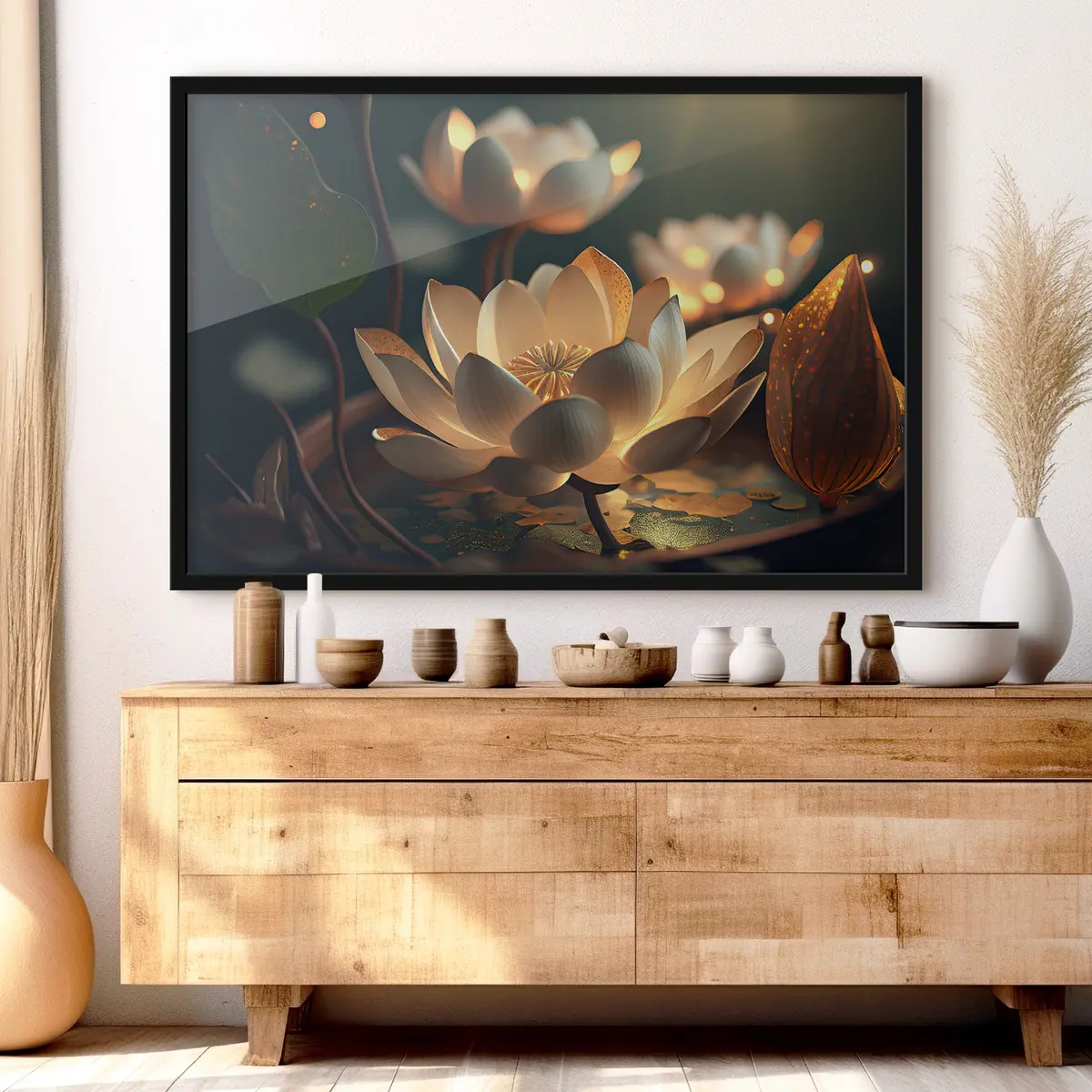 Plakāts Eleganti ziedi, kas izstaro maigu gaismu f33100