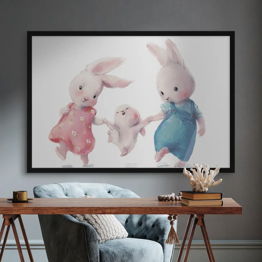 Fototapetes Zaķi bauda priecīgu brīdi f34997