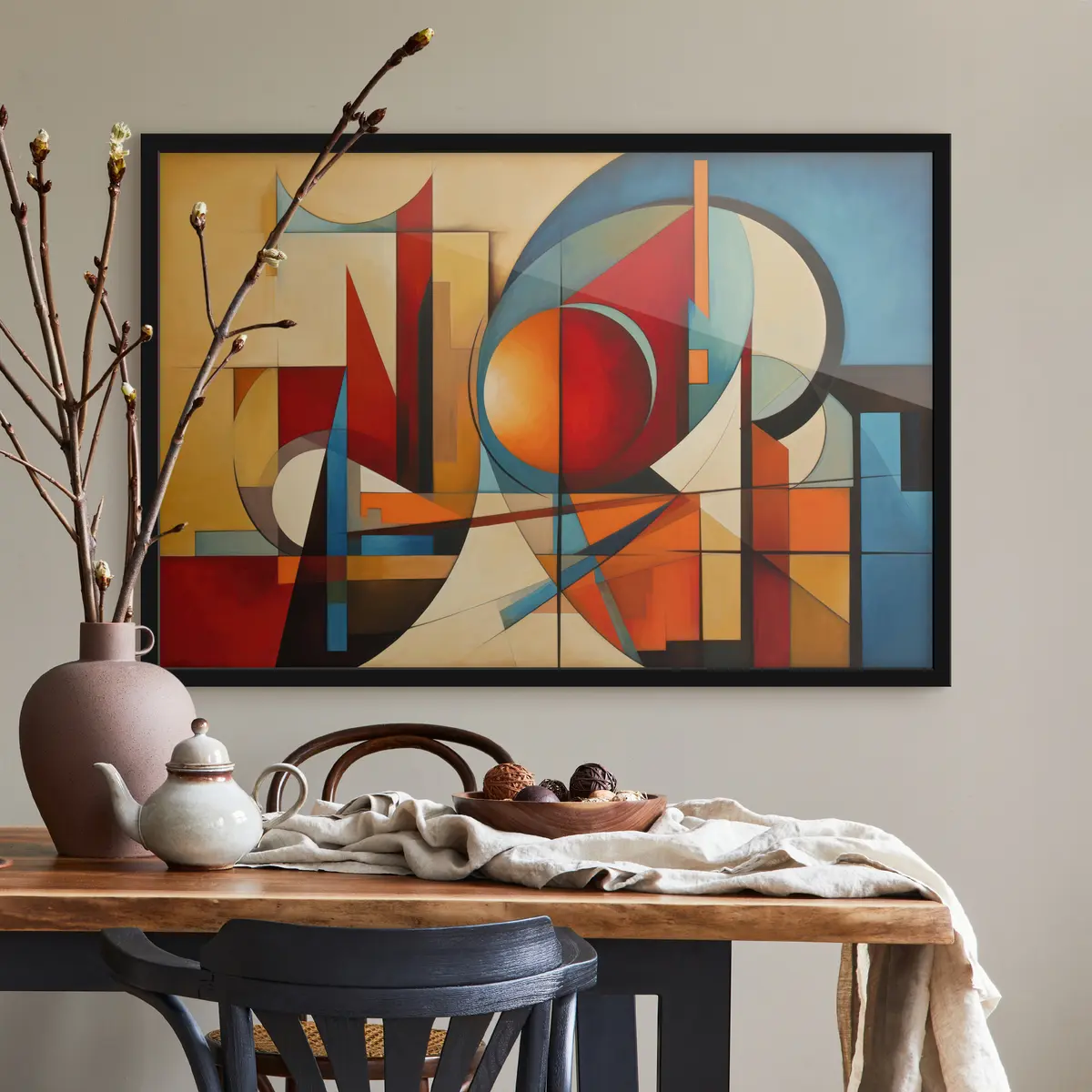 Plakāts Krāsaina abstraktā ģeometriskā kompozīcija f36302