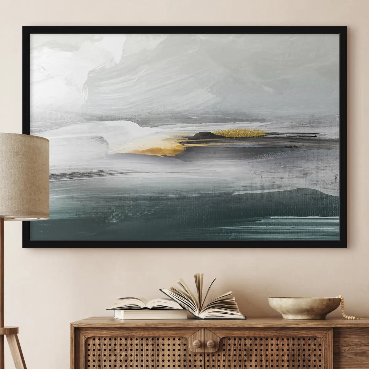 Plakāts Elegants abstrakts ainavas attēls maigās toņos f36303