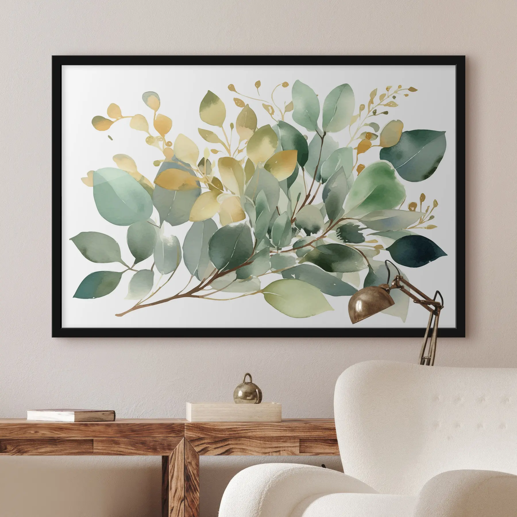 Glezna Smaragda zaļums maigās akvareļa toņos f36365