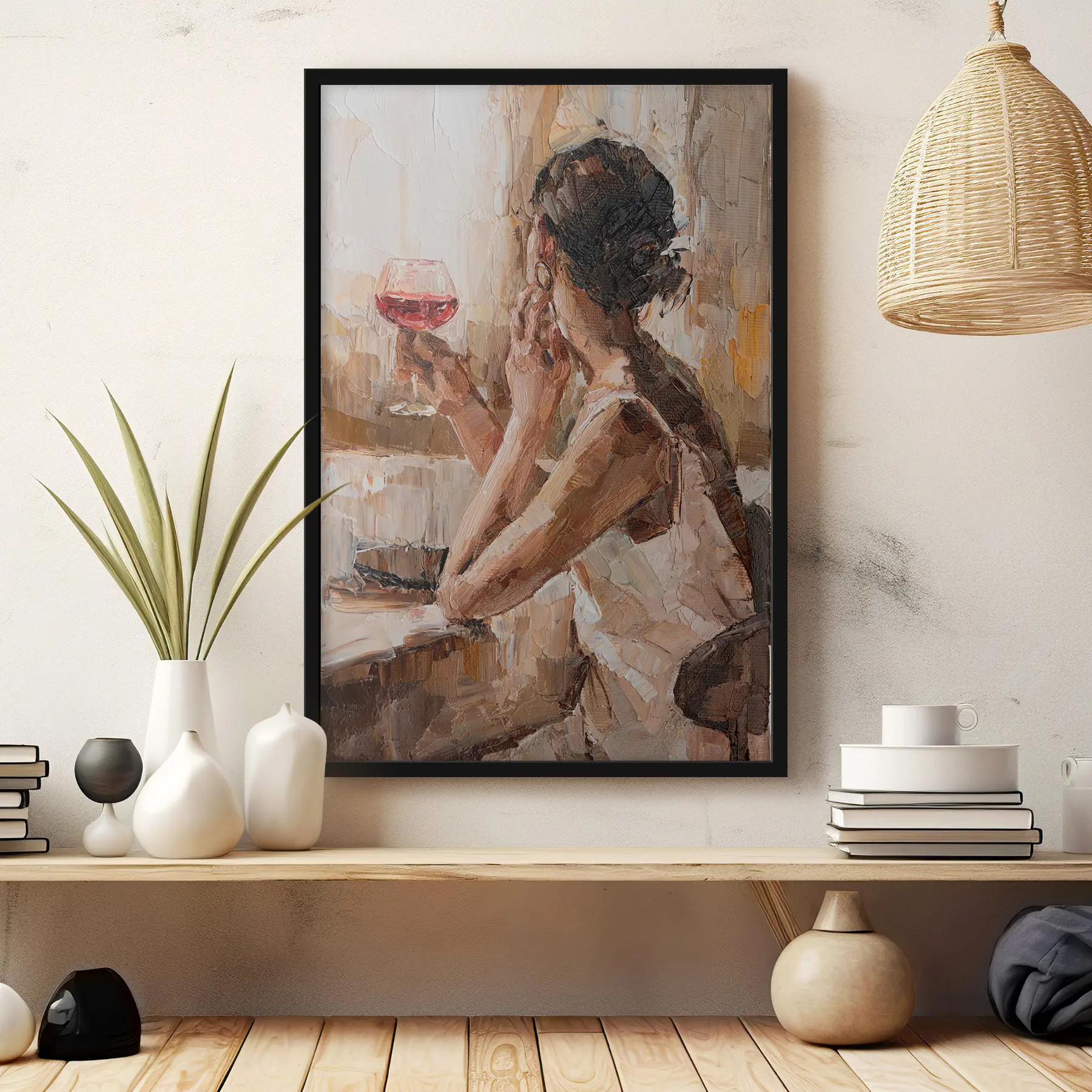 Glezna Pārdomājot dzīvi ar dzērienu rokā f34590