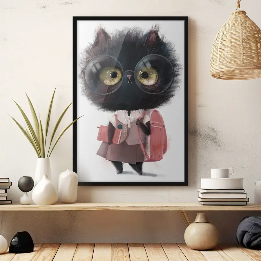 Glezna Gudrs kaķēns gatavs skolai f34994