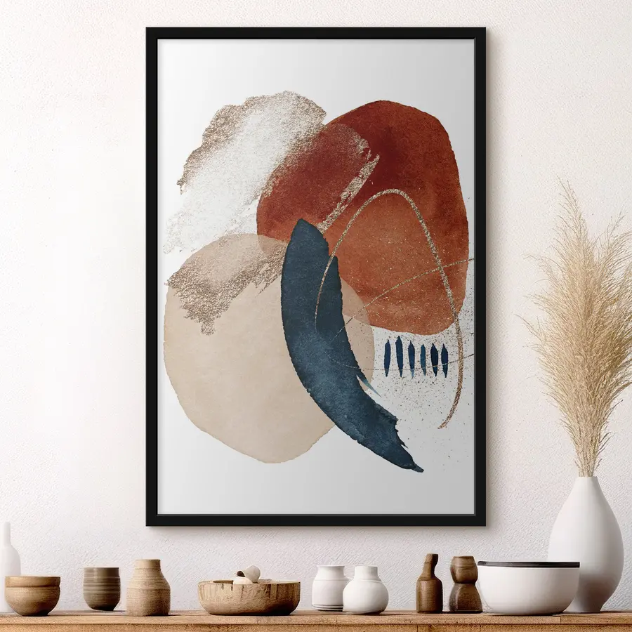 Fototapetes Bēšs akvareļveida raksts un elementi uz balta fona f35954