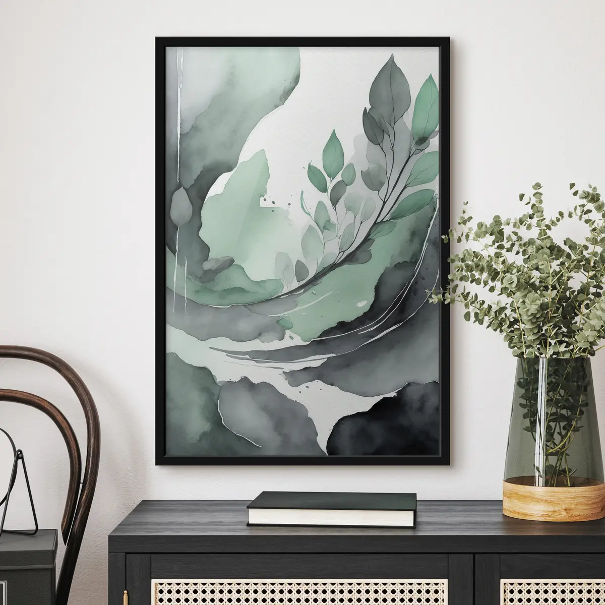 Plakāts Elegantas akvareļa lapas maigās nokrāsās f36502