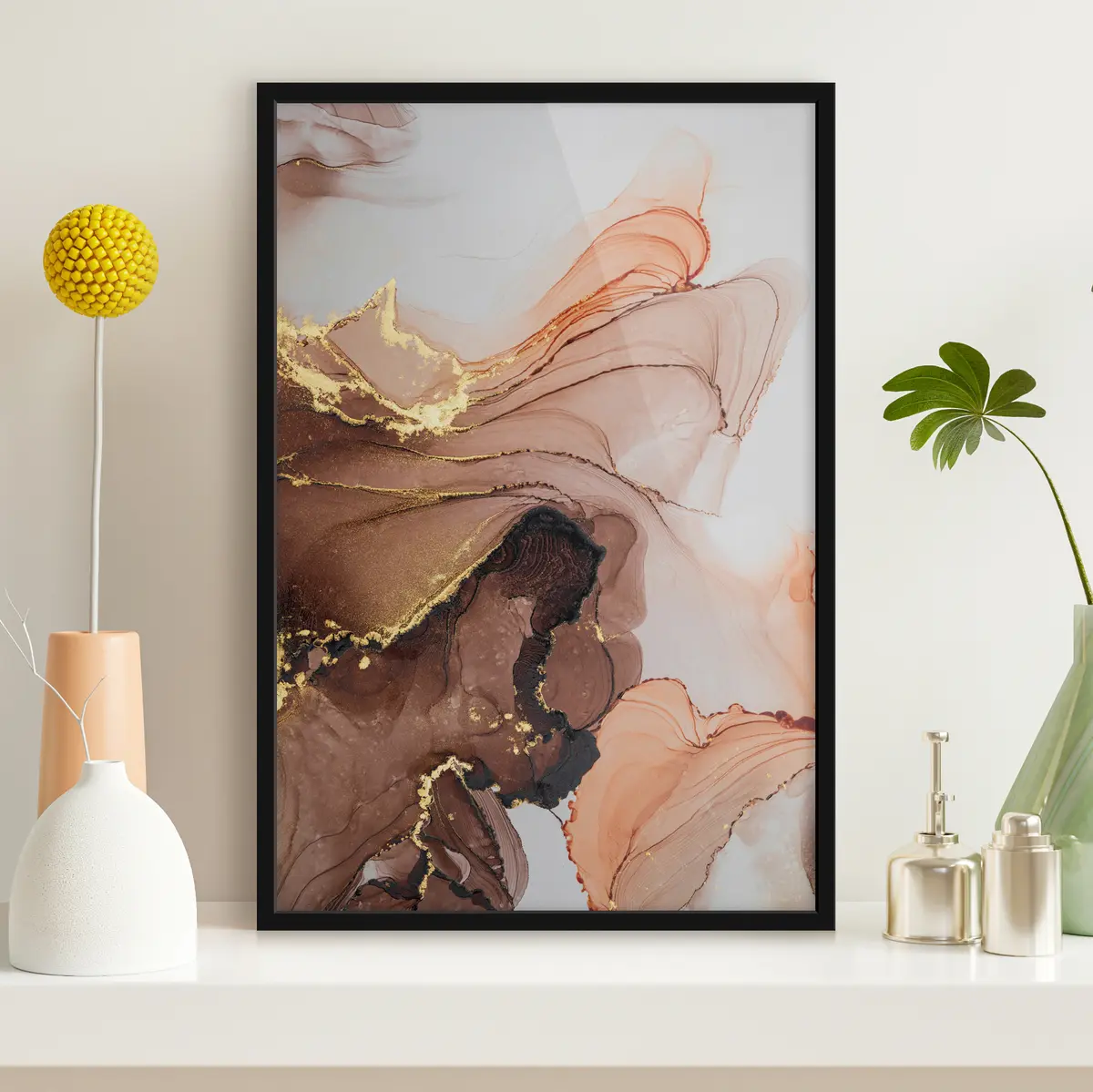 Plakāts Abstraktas viļņi maigās zemes toņos f36514