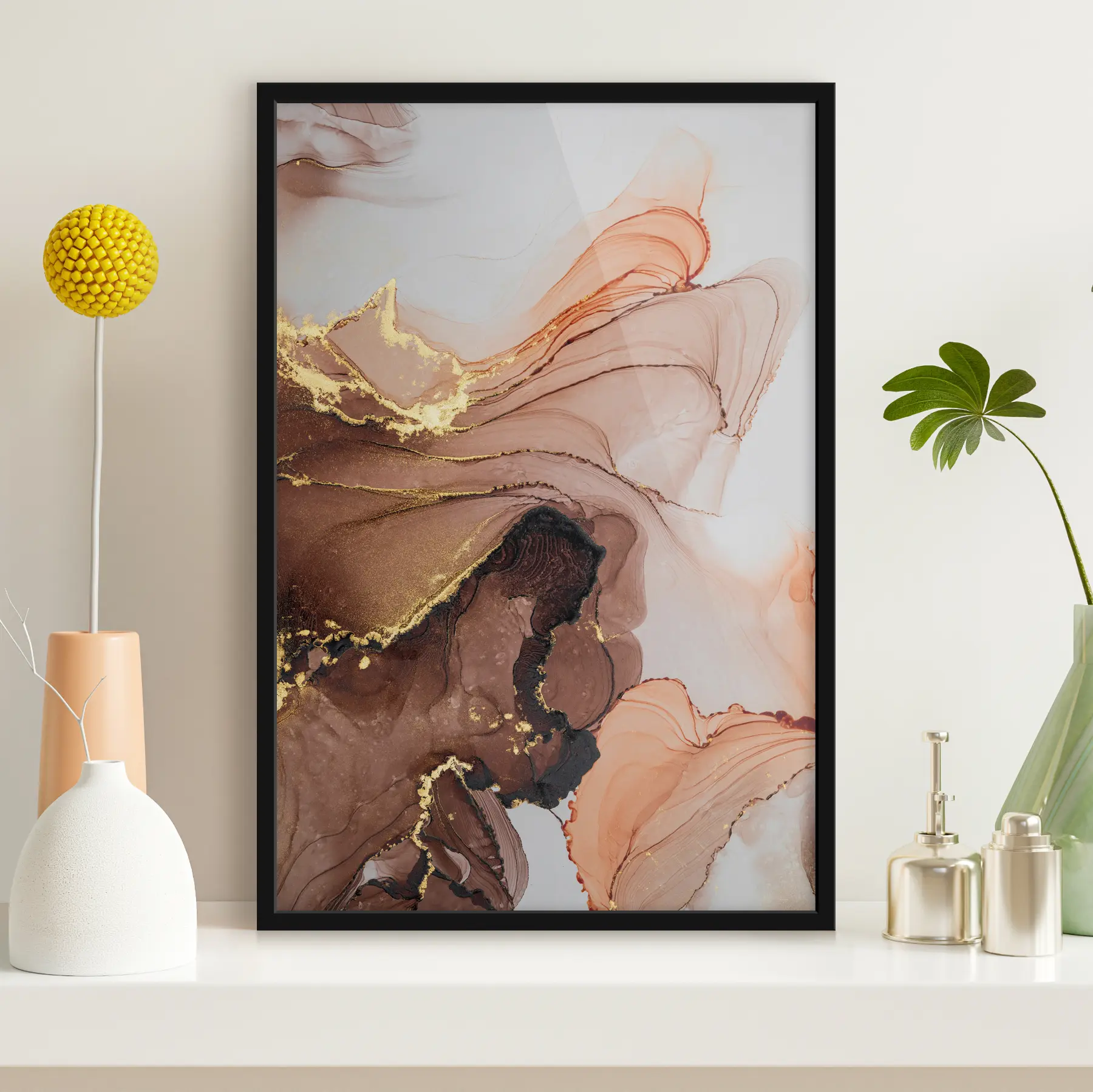 Fototapetes Abstraktas viļņi maigās zemes toņos f36514