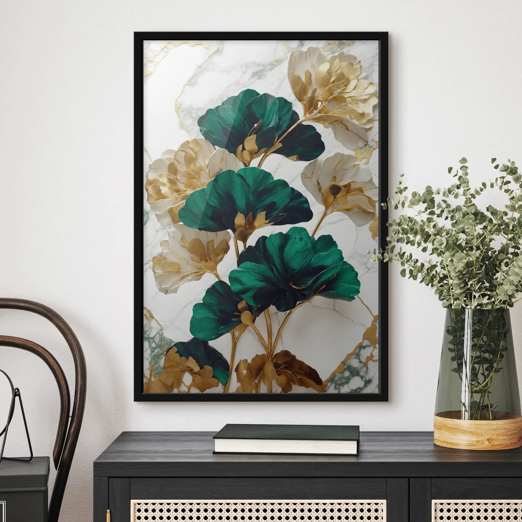 Fototapetes Elegants lapojums uz marmora fona f36646