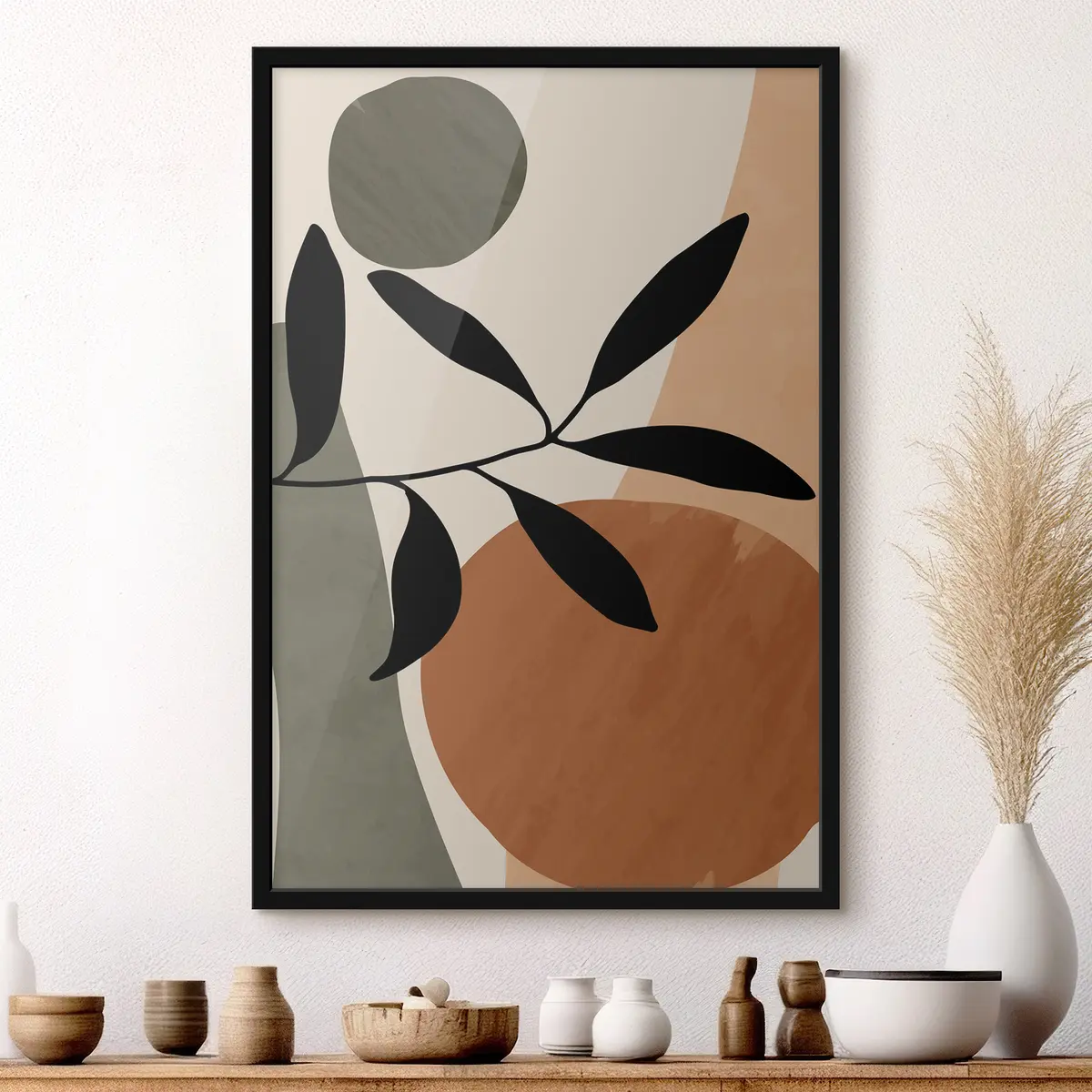 Plakāts Abstraktas formas ar dabas elementiem f36481