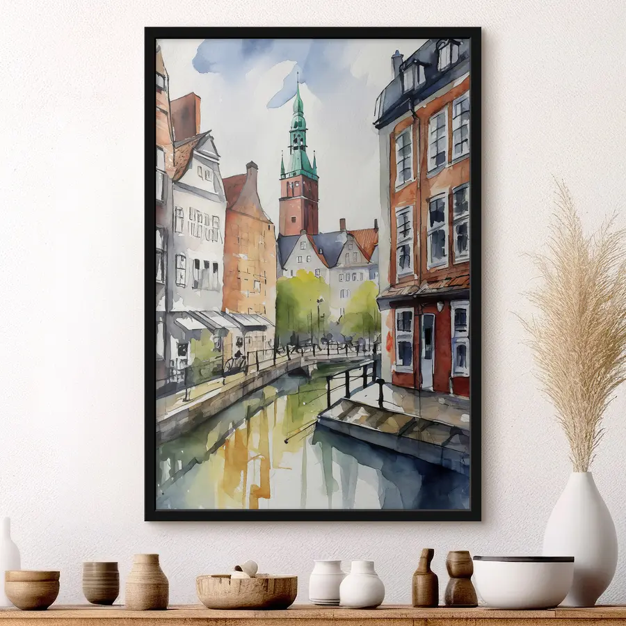 Fototapetes Burvīgs kanāls vēsturiskā pilsētā f36682