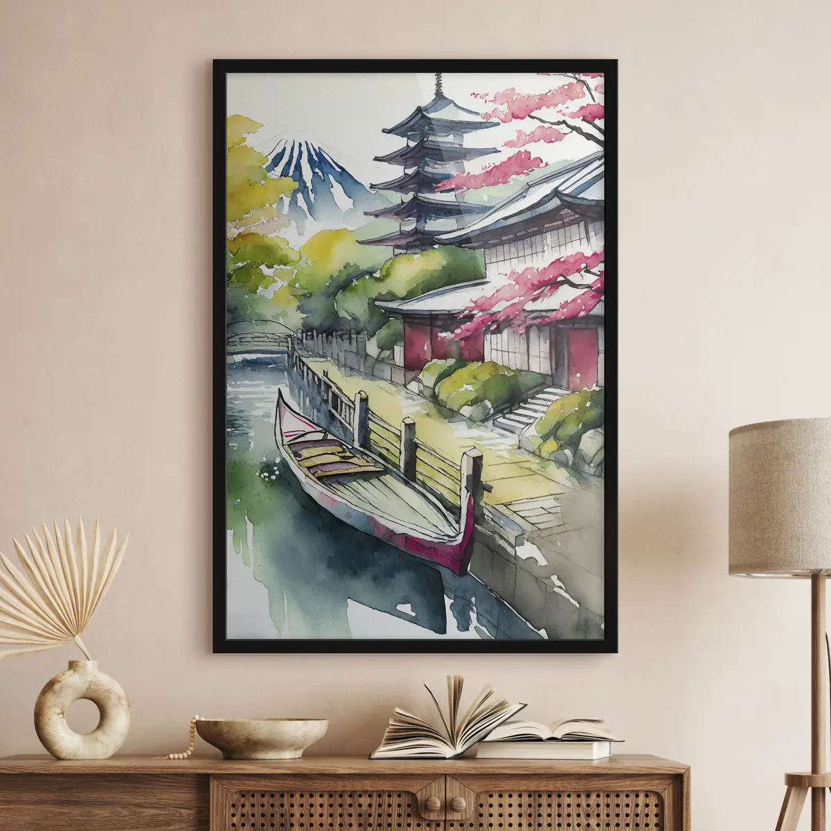 Plakāts Mierīga ainava ar vēsturisku arhitektūru f36690