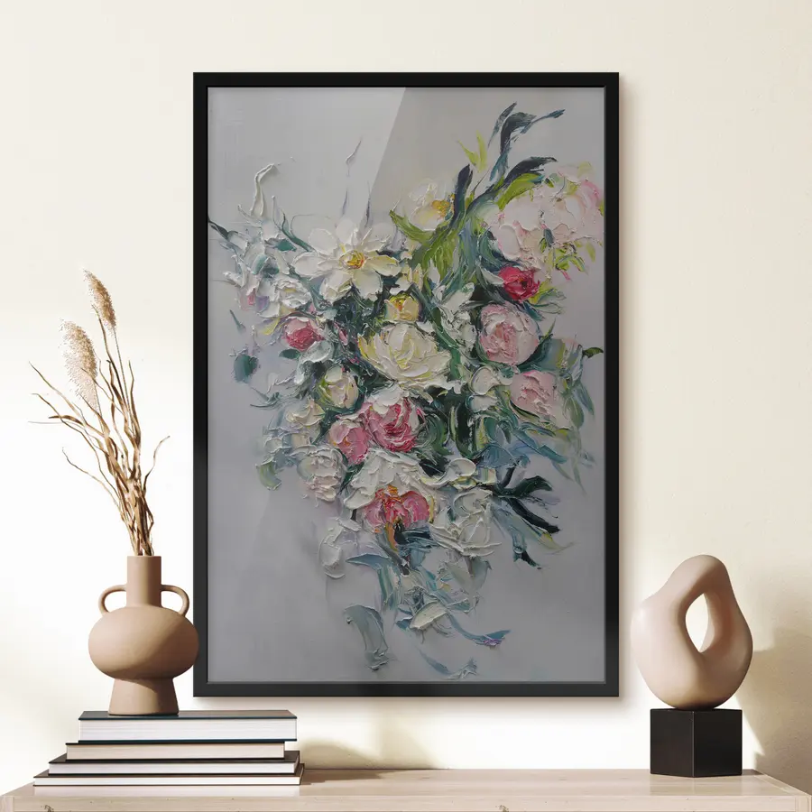 Fototapetes Spilgtas puķes maigos pasteļtoņos f02859