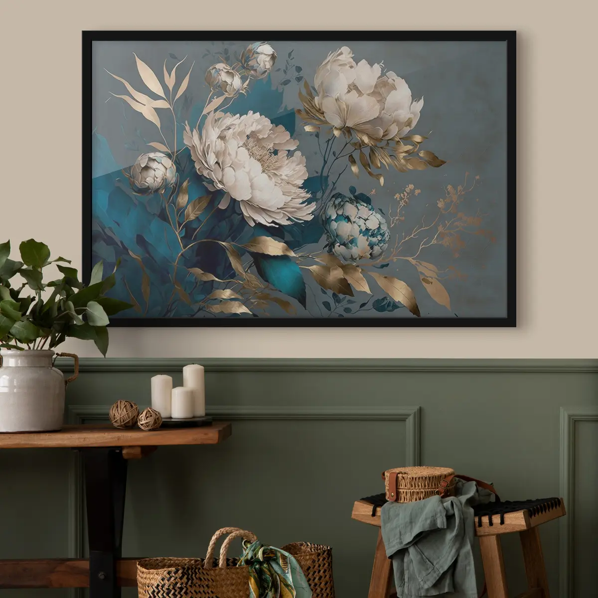 Plakāts Eleganti ziedi uz bagātīga fona f33935