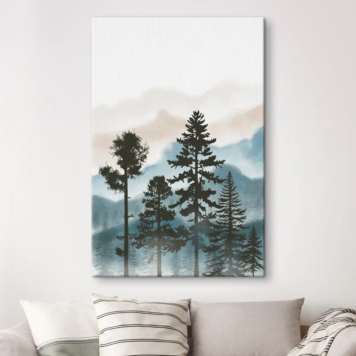 Glezna Miglas apklāts meža ainava maigās krāsās s36605