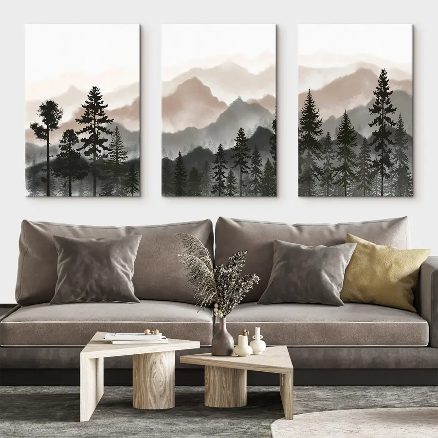 Glezna Mierīgs kalnu ainava ar kokiem m00244v1